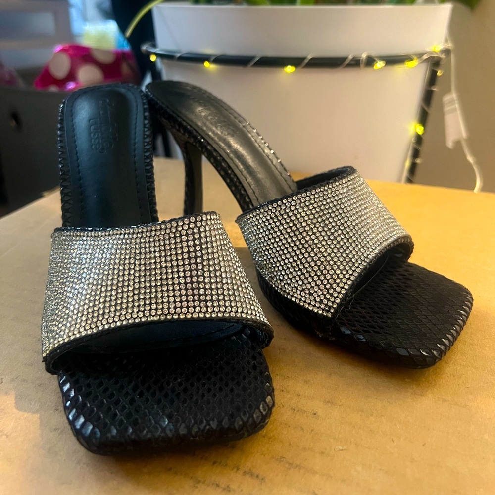Sparkly Black Kitten Heels
